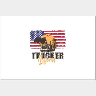 USA Husband dad trucker  legend Posters and Art